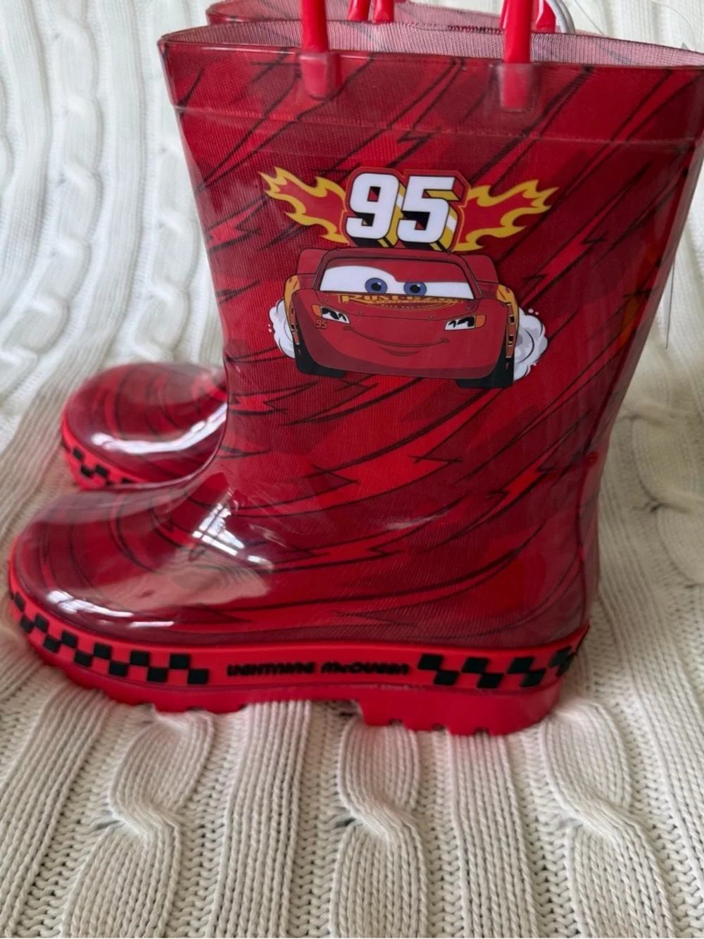 Disney Pixar Cars Lightning McQueen Rain Boot 9 10 Boys Shoes Kachow 95 LMQ Race